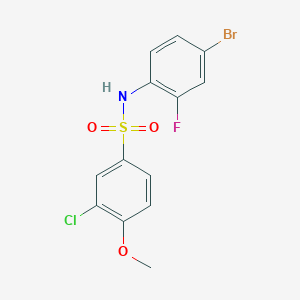 molecular formula C13H10BrClFNO3S B3611576 N-(4-bromo-2-fluorophenyl)-3-chloro-4-methoxybenzenesulfonamide 