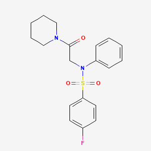 molecular formula C19H21FN2O3S B3611613 4-fluoro-N-[2-oxo-2-(1-piperidinyl)ethyl]-N-phenylbenzenesulfonamide 