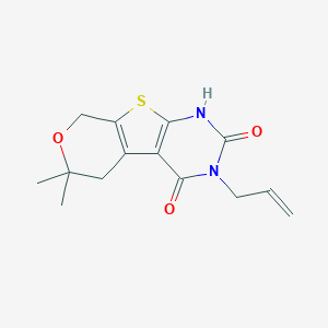 molecular formula C14H16N2O3S B361170 3-allyl-6,6-dimethyl-1,5,6,8-tetrahydro-2H-pyrano[4',3':4,5]thieno[2,3-d]pyrimidine-2,4(3H)-dione CAS No. 306272-98-0