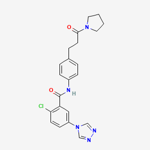 2-chloro-N-{4-[3-oxo-3-(1-pyrrolidinyl)propyl]phenyl}-5-(4H-1,2,4-triazol-4-yl)benzamide