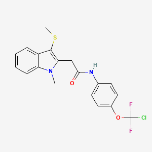 N-[4-(CHLORODIFLUOROMETHOXY)PHENYL]-2-[1-METHYL-3-(METHYLSULFANYL)-1H-INDOL-2-YL]ACETAMIDE