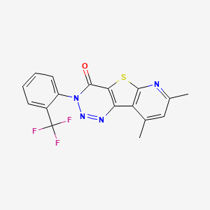 molecular formula C17H11F3N4OS B3611868 11,13-dimethyl-5-[2-(trifluoromethyl)phenyl]-8-thia-3,4,5,10-tetrazatricyclo[7.4.0.02,7]trideca-1(9),2(7),3,10,12-pentaen-6-one 