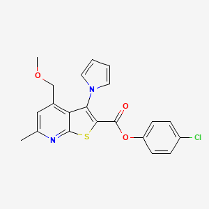 molecular formula C21H17ClN2O3S B3611894 4-chlorophenyl 4-(methoxymethyl)-6-methyl-3-(1H-pyrrol-1-yl)thieno[2,3-b]pyridine-2-carboxylate 