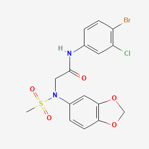 molecular formula C16H14BrClN2O5S B3611963 N~2~-1,3-benzodioxol-5-yl-N~1~-(4-bromo-3-chlorophenyl)-N~2~-(methylsulfonyl)glycinamide 