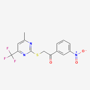 molecular formula C14H10F3N3O3S B3611983 2-{[4-methyl-6-(trifluoromethyl)-2-pyrimidinyl]thio}-1-(3-nitrophenyl)ethanone 