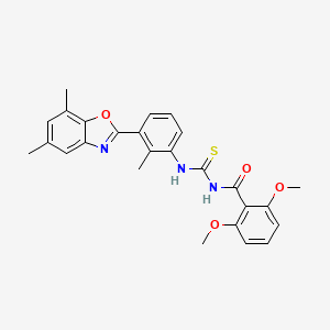 molecular formula C26H25N3O4S B3612006 N-({[3-(5,7-dimethyl-1,3-benzoxazol-2-yl)-2-methylphenyl]amino}carbonothioyl)-2,6-dimethoxybenzamide 