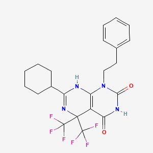 7-CYCLOHEXYL-1-(2-PHENYLETHYL)-5,5-BIS(TRIFLUOROMETHYL)-1H,2H,3H,4H,5H,8H-PYRIMIDO[4,5-D][1,3]DIAZINE-2,4-DIONE