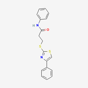 molecular formula C18H16N2OS2 B3612065 N-phenyl-3-[(4-phenyl-1,3-thiazol-2-yl)sulfanyl]propanamide 