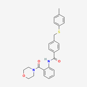 molecular formula C26H26N2O3S B3612143 4-{[(4-methylphenyl)thio]methyl}-N-[2-(4-morpholinylcarbonyl)phenyl]benzamide 