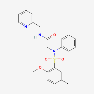 molecular formula C22H23N3O4S B3612170 N~2~-[(2-methoxy-5-methylphenyl)sulfonyl]-N~2~-phenyl-N~1~-(2-pyridinylmethyl)glycinamide 