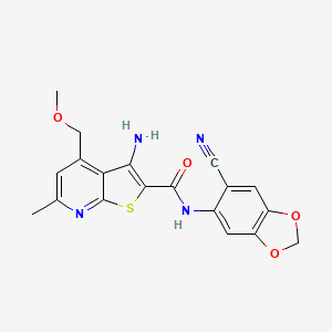 molecular formula C19H16N4O4S B3612200 3-amino-N-(6-cyano-1,3-benzodioxol-5-yl)-4-(methoxymethyl)-6-methylthieno[2,3-b]pyridine-2-carboxamide 