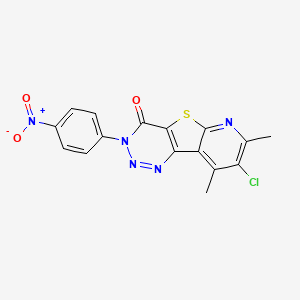 12-chloro-11,13-dimethyl-5-(4-nitrophenyl)-8-thia-3,4,5,10-tetrazatricyclo[7.4.0.02,7]trideca-1(13),2(7),3,9,11-pentaen-6-one