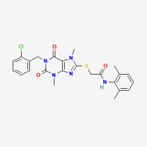 molecular formula C24H24ClN5O3S B3612231 2-{[1-(2-chlorobenzyl)-3,7-dimethyl-2,6-dioxo-2,3,6,7-tetrahydro-1H-purin-8-yl]thio}-N-(2,6-dimethylphenyl)acetamide 