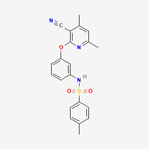 molecular formula C21H19N3O3S B3612237 N-{3-[(3-cyano-4,6-dimethylpyridin-2-yl)oxy]phenyl}-4-methylbenzenesulfonamide 