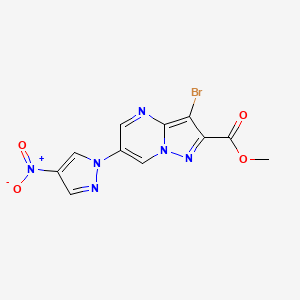 molecular formula C11H7BrN6O4 B3612263 methyl 3-bromo-6-(4-nitro-1H-pyrazol-1-yl)pyrazolo[1,5-a]pyrimidine-2-carboxylate 