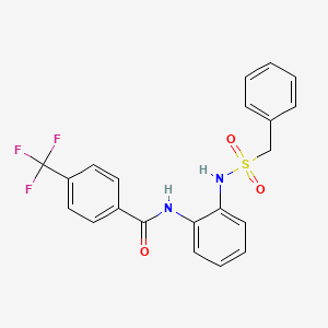 molecular formula C21H17F3N2O3S B3612282 N-[2-(PHENYLMETHANESULFONAMIDO)PHENYL]-4-(TRIFLUOROMETHYL)BENZAMIDE 