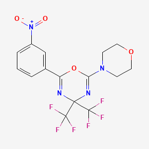 molecular formula C15H12F6N4O4 B3612395 2-(morpholin-4-yl)-6-(3-nitrophenyl)-4,4-bis(trifluoromethyl)-4H-1,3,5-oxadiazine 