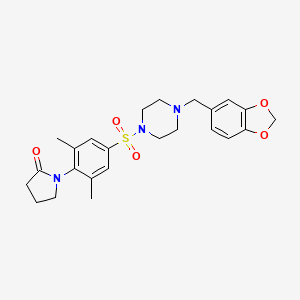 molecular formula C24H29N3O5S B3612413 1-(4-{[4-(1,3-benzodioxol-5-ylmethyl)-1-piperazinyl]sulfonyl}-2,6-dimethylphenyl)-2-pyrrolidinone 