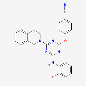 4-({4-[(2-FLUOROPHENYL)AMINO]-6-(1,2,3,4-TETRAHYDROISOQUINOLIN-2-YL)-1,3,5-TRIAZIN-2-YL}OXY)BENZONITRILE