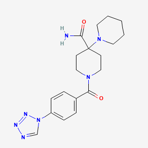 molecular formula C19H25N7O2 B3612552 1'-[4-(1{H}-TETRAZOL-1-YL)BENZOYL]-1,4'-BIPIPERIDINE-4'-CARBOXAMIDE 