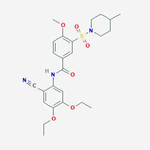 N-(2-cyano-4,5-diethoxyphenyl)-4-methoxy-3-[(4-methylpiperidin-1-yl)sulfonyl]benzamide