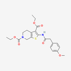 molecular formula C22H26N2O6S B3612580 3,6-DIETHYL 2-[2-(4-METHOXYPHENYL)ACETAMIDO]-4H,5H,6H,7H-THIENO[2,3-C]PYRIDINE-3,6-DICARBOXYLATE 