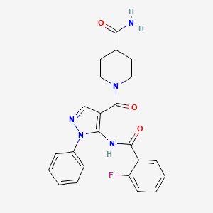 1-[5-(2-FLUOROBENZAMIDO)-1-PHENYL-1H-PYRAZOLE-4-CARBONYL]PIPERIDINE-4-CARBOXAMIDE