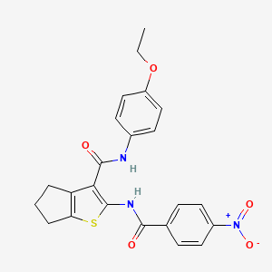 molecular formula C23H21N3O5S B3612602 N-(4-ethoxyphenyl)-2-[(4-nitrobenzoyl)amino]-5,6-dihydro-4H-cyclopenta[b]thiophene-3-carboxamide 