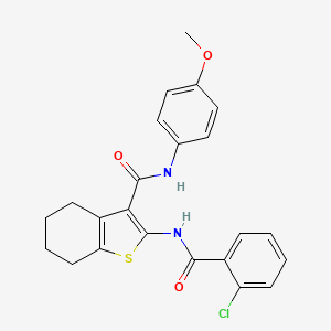 molecular formula C23H21ClN2O3S B3612604 2-[(2-chlorobenzoyl)amino]-N-(4-methoxyphenyl)-4,5,6,7-tetrahydro-1-benzothiophene-3-carboxamide 