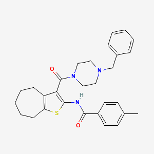 N-{3-[(4-benzyl-1-piperazinyl)carbonyl]-5,6,7,8-tetrahydro-4H-cyclohepta[b]thien-2-yl}-4-methylbenzamide