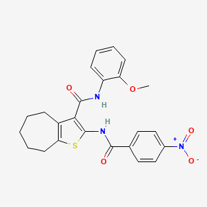 molecular formula C24H23N3O5S B3612698 N-(2-methoxyphenyl)-2-[(4-nitrobenzoyl)amino]-5,6,7,8-tetrahydro-4H-cyclohepta[b]thiophene-3-carboxamide 