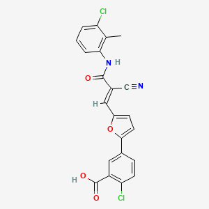 molecular formula C22H14Cl2N2O4 B3612726 2-chloro-5-(5-{3-[(3-chloro-2-methylphenyl)amino]-2-cyano-3-oxo-1-propen-1-yl}-2-furyl)benzoic acid 