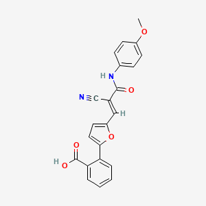 molecular formula C22H16N2O5 B3612736 2-(5-{2-cyano-3-[(4-methoxyphenyl)amino]-3-oxo-1-propen-1-yl}-2-furyl)benzoic acid 