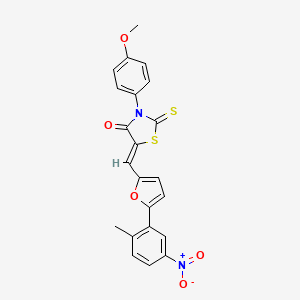 molecular formula C22H16N2O5S2 B3612743 3-(4-methoxyphenyl)-5-{[5-(2-methyl-5-nitrophenyl)-2-furyl]methylene}-2-thioxo-1,3-thiazolidin-4-one 