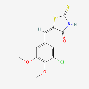 molecular formula C12H10ClNO3S2 B3612756 (5E)-5-[(3-chloro-4,5-dimethoxyphenyl)methylidene]-2-sulfanylidene-1,3-thiazolidin-4-one 