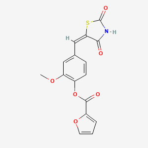 molecular formula C16H11NO6S B3612790 4-[(2,4-dioxo-1,3-thiazolidin-5-ylidene)methyl]-2-methoxyphenyl 2-furoate 