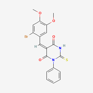 molecular formula C19H15BrN2O4S B3612795 5-(2-bromo-4,5-dimethoxybenzylidene)-1-phenyl-2-thioxodihydro-4,6(1H,5H)-pyrimidinedione 