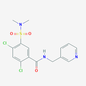 molecular formula C15H15Cl2N3O3S B3612936 2,4-dichloro-5-[(dimethylamino)sulfonyl]-N-(pyridin-3-ylmethyl)benzamide 