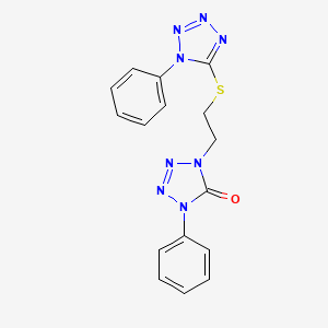 molecular formula C16H14N8OS B3612962 1-PHENYL-4-{2-[(1-PHENYL-1H-1,2,3,4-TETRAZOL-5-YL)SULFANYL]ETHYL}-4,5-DIHYDRO-1H-1,2,3,4-TETRAZOL-5-ONE 