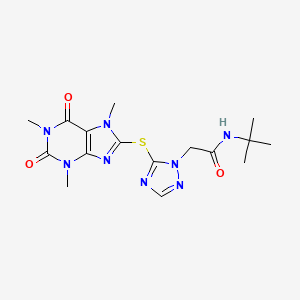 molecular formula C16H22N8O3S B3613045 N-(tert-butyl)-2-{5-[(1,3,7-trimethyl-2,6-dioxo-2,3,6,7-tetrahydro-1H-purin-8-yl)thio]-1H-1,2,4-triazol-1-yl}acetamide 