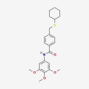 molecular formula C23H29NO4S B3613060 4-[(cyclohexylthio)methyl]-N-(3,4,5-trimethoxyphenyl)benzamide 