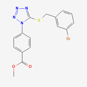 molecular formula C16H13BrN4O2S B3613064 methyl 4-{5-[(3-bromobenzyl)thio]-1H-tetrazol-1-yl}benzoate 