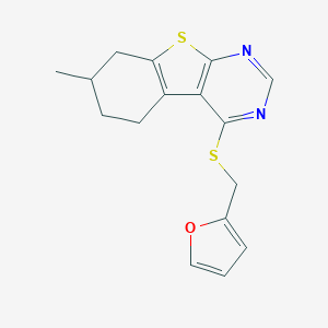 B361308 4-[(2-Furylmethyl)sulfanyl]-7-methyl-5,6,7,8-tetrahydro[1]benzothieno[2,3-d]pyrimidine CAS No. 315678-02-5