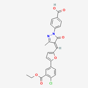 4-[(4E)-4-({5-[4-chloro-3-(ethoxycarbonyl)phenyl]furan-2-yl}methylidene)-3-methyl-5-oxo-4,5-dihydro-1H-pyrazol-1-yl]benzoic acid