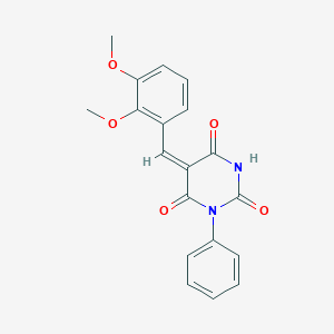 molecular formula C19H16N2O5 B3613150 (5E)-5-[(2,3-dimethoxyphenyl)methylidene]-1-phenyl-1,3-diazinane-2,4,6-trione 