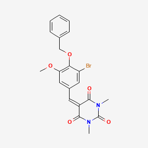 molecular formula C21H19BrN2O5 B3613155 5-[4-(benzyloxy)-3-bromo-5-methoxybenzylidene]-1,3-dimethyl-2,4,6(1H,3H,5H)-pyrimidinetrione 