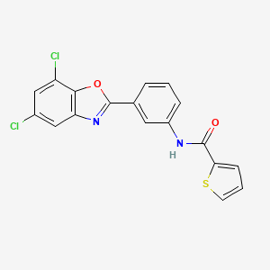 molecular formula C18H10Cl2N2O2S B3613162 N-[3-(5,7-dichloro-1,3-benzoxazol-2-yl)phenyl]-2-thiophenecarboxamide 