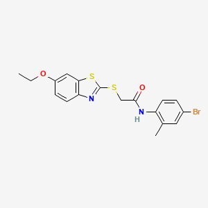 molecular formula C18H17BrN2O2S2 B3613189 N-(4-bromo-2-methylphenyl)-2-[(6-ethoxy-1,3-benzothiazol-2-yl)thio]acetamide 