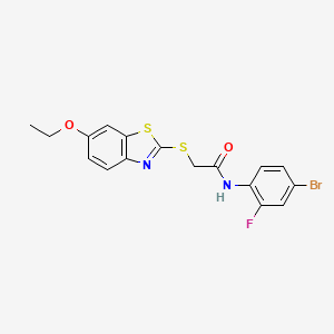 N-(4-bromo-2-fluorophenyl)-2-[(6-ethoxy-1,3-benzothiazol-2-yl)sulfanyl]acetamide