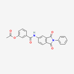 molecular formula C23H16N2O5 B3613243 3-{[(1,3-dioxo-2-phenyl-2,3-dihydro-1H-isoindol-5-yl)amino]carbonyl}phenyl acetate 